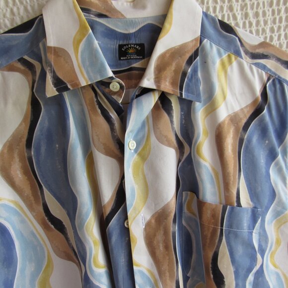 Solemare Maus & Hoffman Mens XL Button Up Shirt All Over Print Sea Sand - Picture 7 of 10